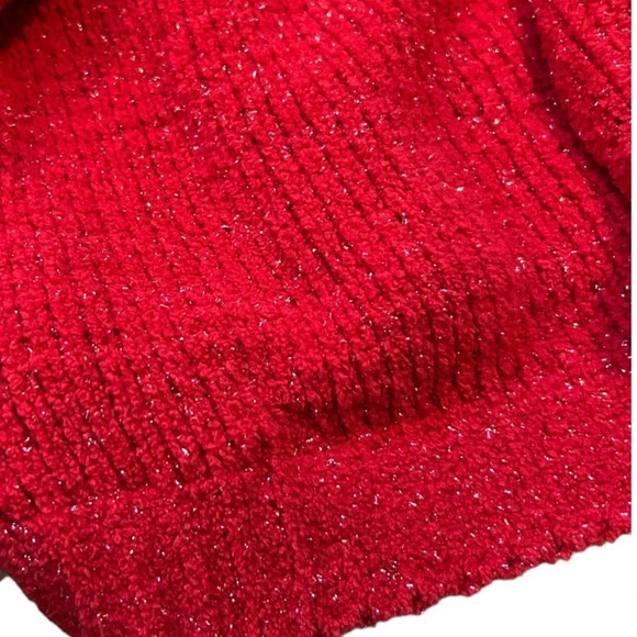 Michael Kors Women's Bright Red Shimmer Pullover Crewneck Sweater Size XS - Picture 8 of 12